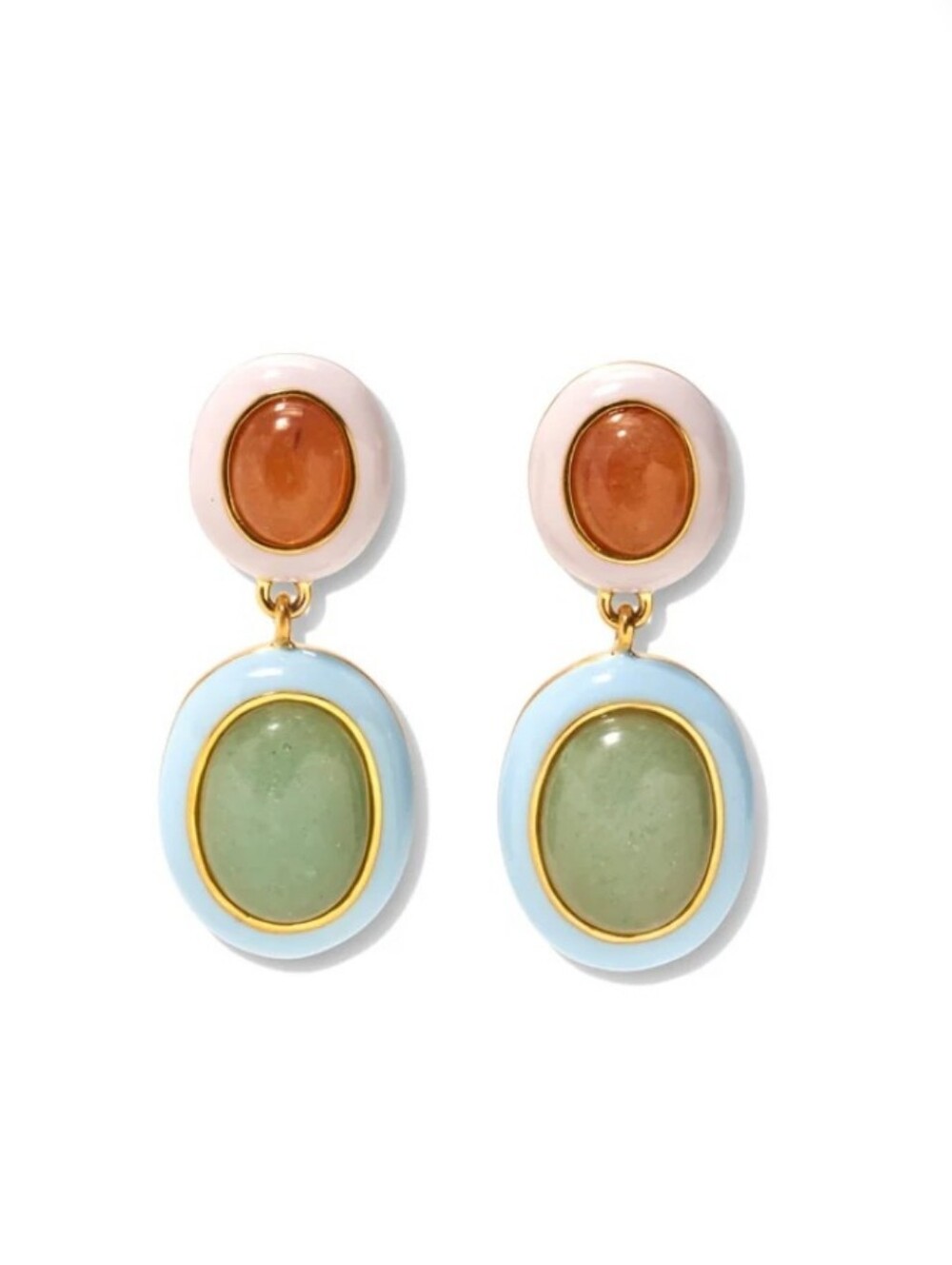 LIZZIE FORTUNATO Papaya Earrings in Aventurine, EUC